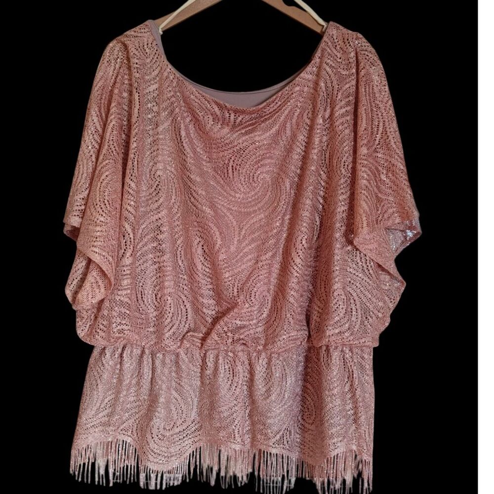 Dress Barn Woman Collection Pink Party Blouse Sparkly Cruise Travel size 3X
